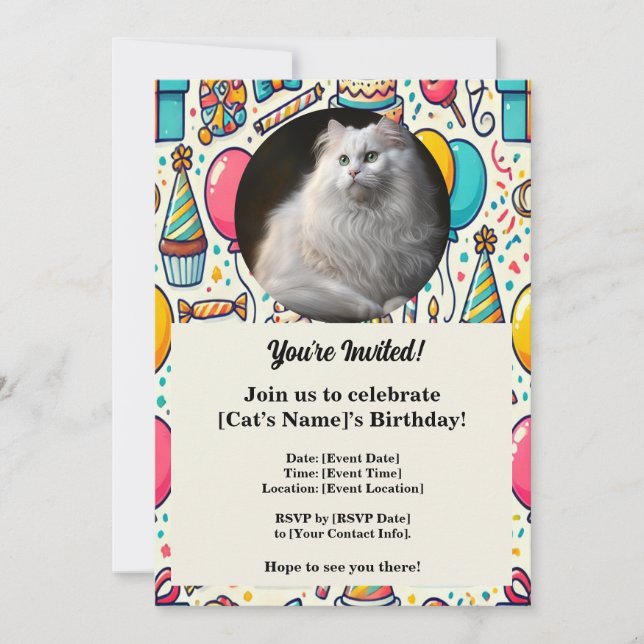 Cartão de Convite Pet Birthday Personalizável (Frente)