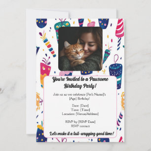 Cartão de Convite Pet Birthday Personalizável com 
