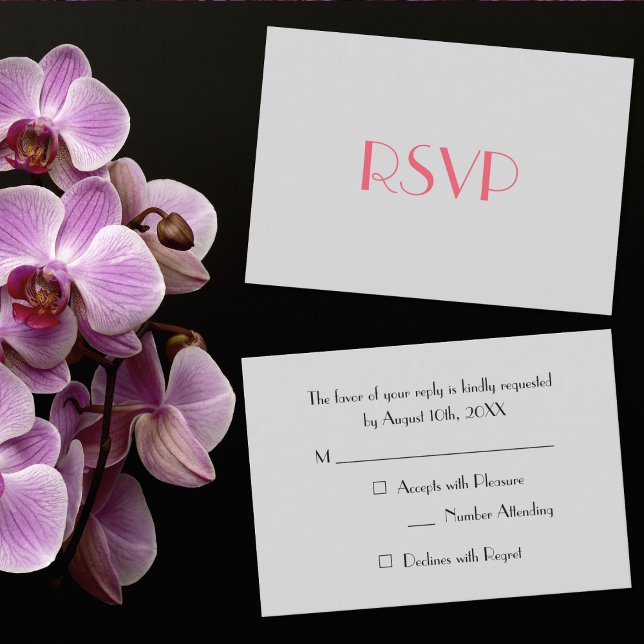 Cartão de Convite RSVP de Partido de Cinza Elegant (Modern Elegant Gray Party RSVP Invitation Card)