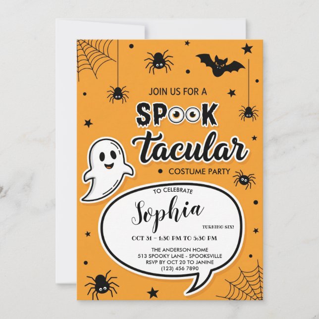 Cartão de Convite Spooktacular para o Halloween, C (Frente)