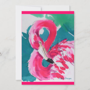 Cartão de Convite Tropical Flamingo Rosa Quente