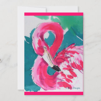 Cartão de Convite Tropical Flamingo Rosa Quente