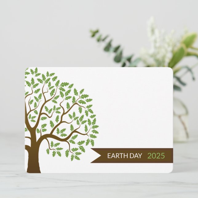 Cartão de Convite Verde para o Dia da Terra (Em pé/Frente)
