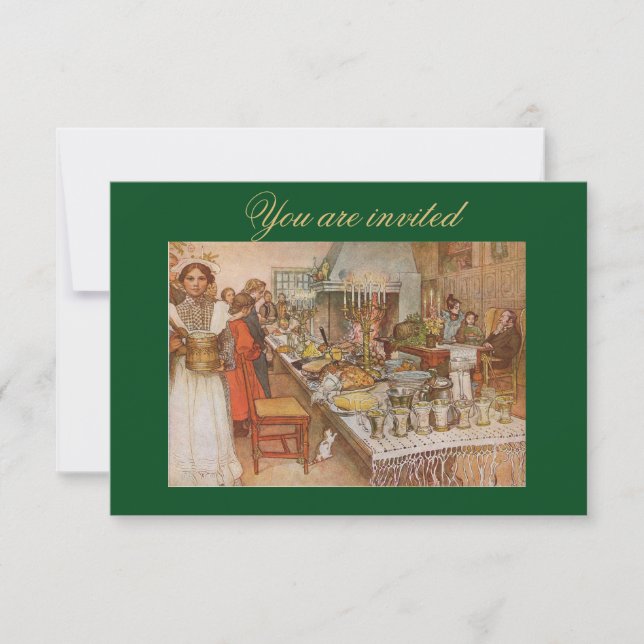 Cartão de Convite Véspera de Natal Carl Larsson 19 (Frente)