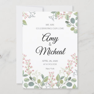 Cartão de Convites para Casamento Floral Elegante