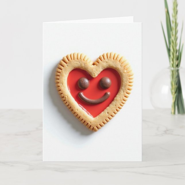 Cartão de Cookie com Coração de Amor Vermelho (Frente)