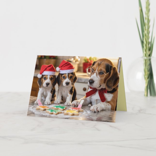 Cartão de Cookie de Natal de Beagle Fofo (Frente)