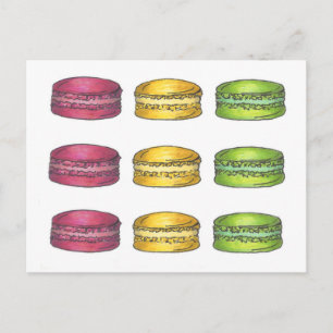 Cartão de Cookie Macaron Macarons Francês Multicol