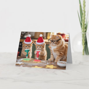 Cartão de Cookies de Natal do Gato Laranja Listrad