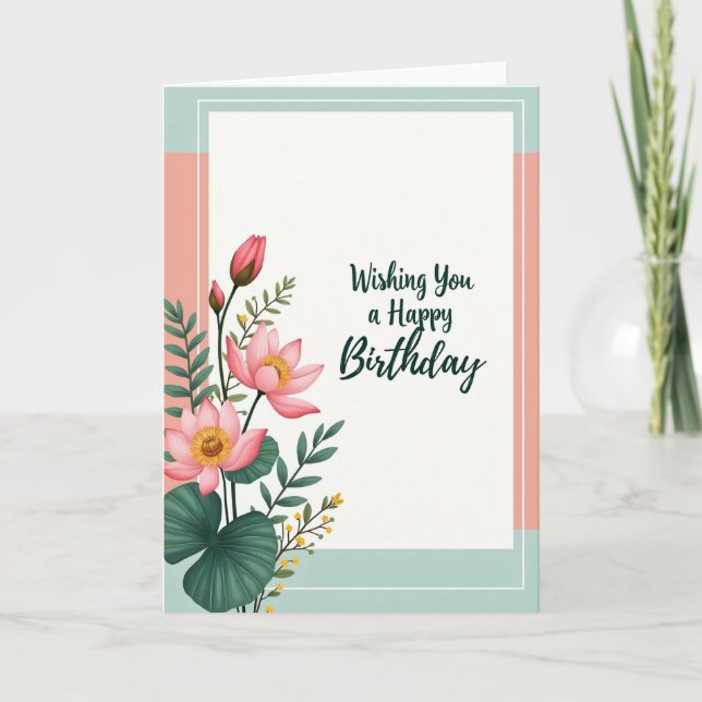 Cartão de Cor Floral de Aniversário Doce (Frente)