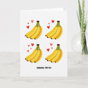 Cartão de Coração com Bananas para Você