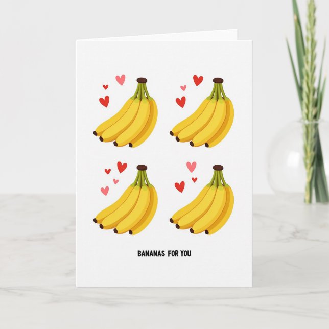 Cartão de Coração com Bananas para Você (Frente)