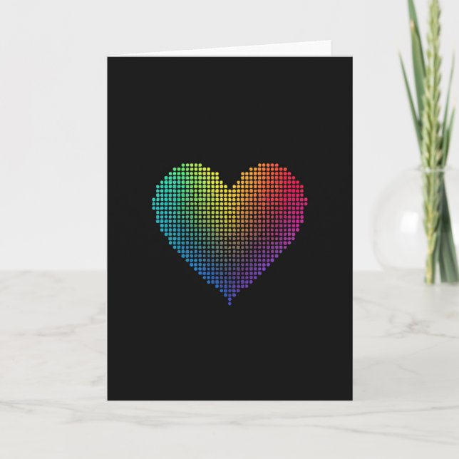 Cartão de Coração com Pontos do Arco-íris LGBTQ (Frente)