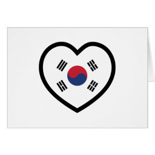 Cartão de Coração da Bandeira da Coreia do Sul