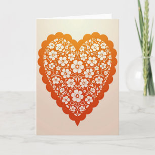 Cartão de Coração de Amor com Flor de Laranjeira