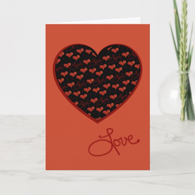 Cartão de Coração de Amor Vermelho (Frente)
