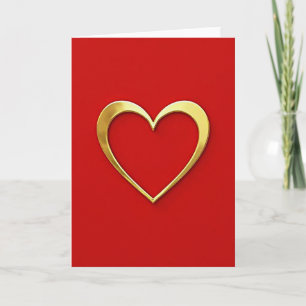 Cartão de Coração de Amor Vermelho e Dourado
