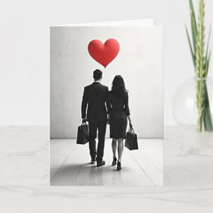 Cartão de Coração de Casal Minimalista