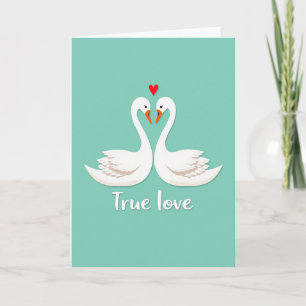 Cartão de Coração de Cisnes de Amor Verdadeiro