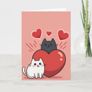 Cartão de Coração de Gatos Fofos