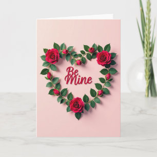 Cartão de Coração de Rosa Vermelha Be Mine