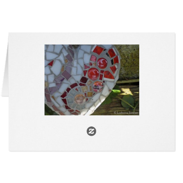 cartão de coração de vermelho de em mosaico (Verso Horizontal)