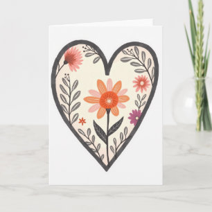 Cartão de Coração Floral Simples