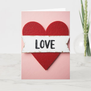 Cartão de Coração Vermelho Brilhante de Amor