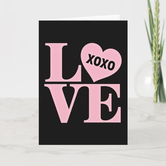Cartão de Coração Xoxo de Amor Simples (Frente)