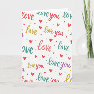 Cartão de Corações Coloridos de Amor por Você