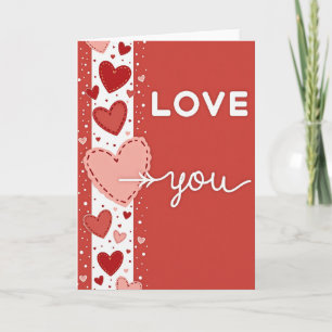Cartão de Corações Costurados de Simples Amor