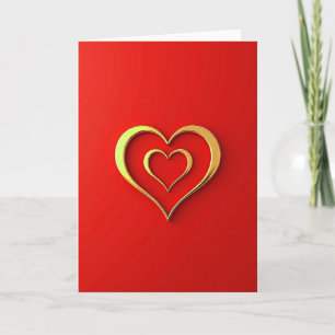 Cartão de Corações de Amor Dourado