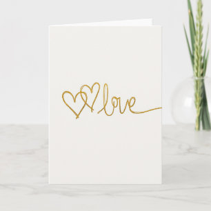 Cartão de Corações de Amor em Ouro Elegante