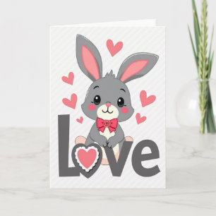 Cartão de Corações do Coelhinho de Amor Fofo