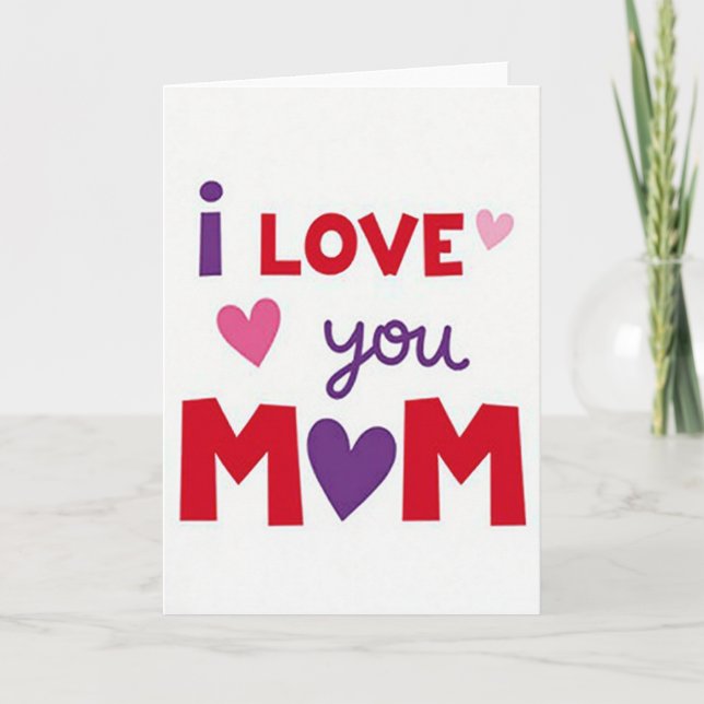 Cartão de Corações 'Eu Te Amo Mãe' (Frente)