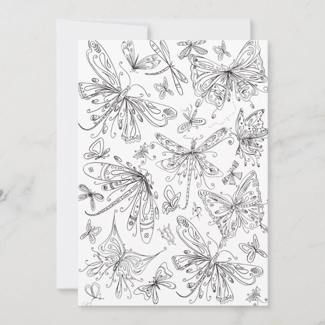 Cartão de Corante Whimsic da Dragonfly Butterfly (Frente)