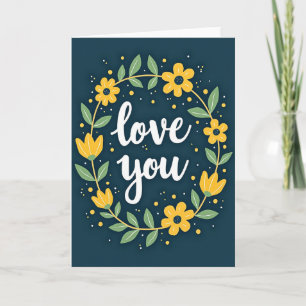 Cartão de Coroa Floral Simples de Amor