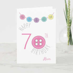 Cartão de costura de mãe de 70 aniversário com bot