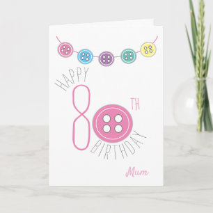Cartão de costura de mãe de 80 aniversário com bot