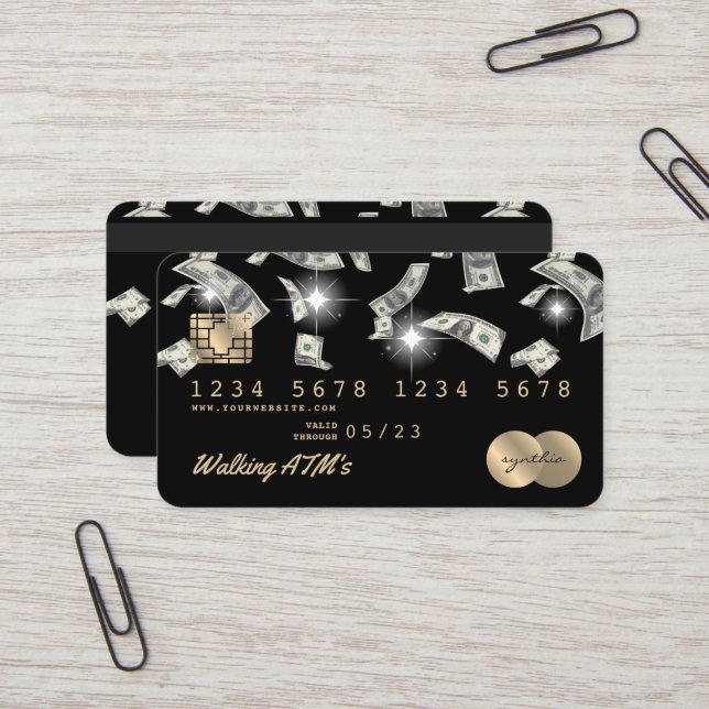 Cartão de Crédito Caixa de Moeda ATM Estilado (Frente/Verso In Situ)