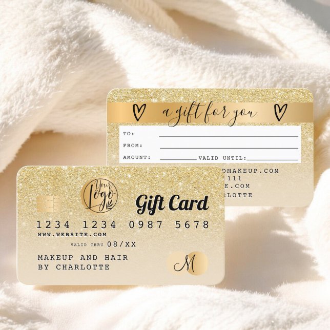 Cartão de crédito - cartão de crédito - cartão de  (Credit card chic gold glitter ombre gift card)