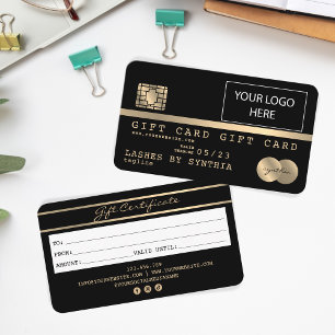 Cartão de Crédito Certificado de Presente Certific