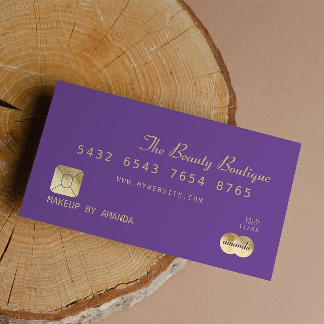 Cartão de Crédito Dourado de Luxo Elegante Chic Pu (Elegant Chic Purple Gold Luxury Credit Card)