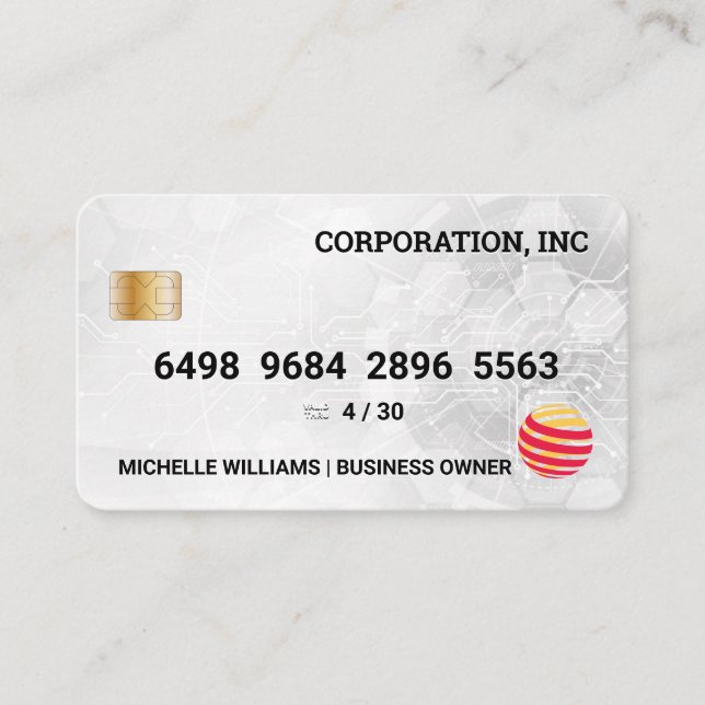 Cartão de Crédito | Informações técnicas modernas (Frente)