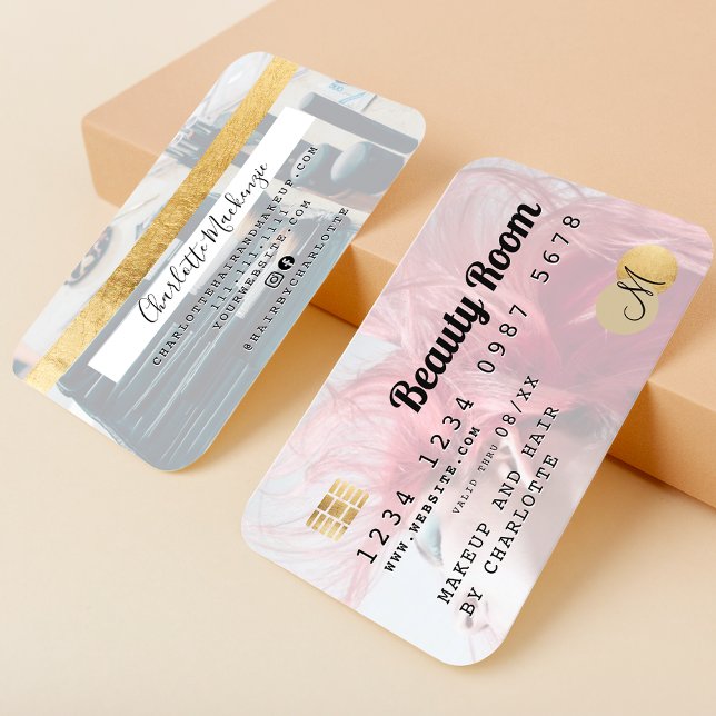 Cartão de crédito monograma de beleza dourada foto (Criador carregado)