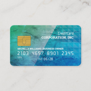 Cartão de Crédito   Padrão Geométrico   Verde Azul