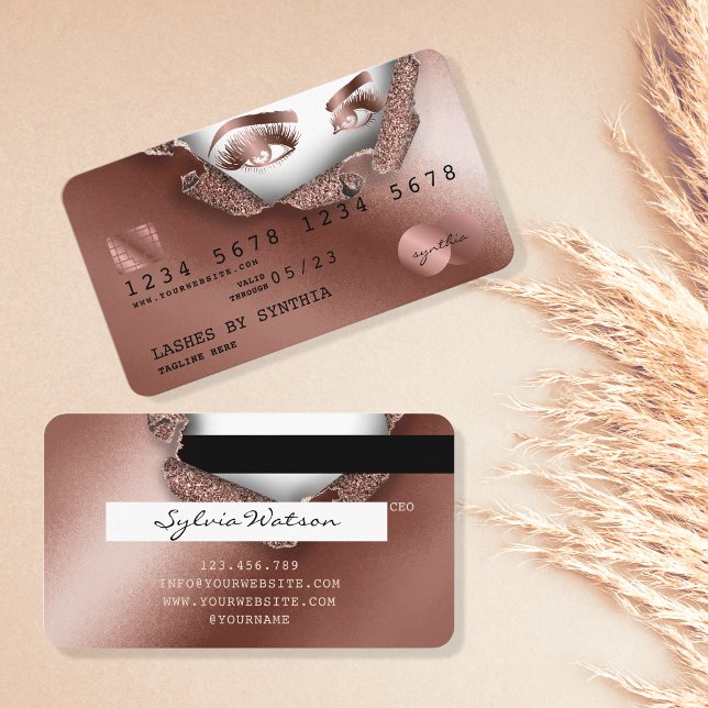 Cartão de Crédito Papel estriado Rosa Dourado Lash (Criador carregado)