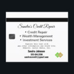 Cartão de Crédito Preto e Dourado<br><div class="desc">Este é um design de cartão de folheto para reparo de crédito. Todo o texto é personalizável. Adequado para serviços de reparação de crédito,  contabilistas,  sociedades de investimento,  serviços de gestão de patrimônio,  responsáveis pela preparação de impostos,  etc.</div>