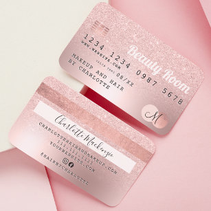Cartão de crédito - rosa dourado - glitter metálic