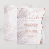 Cartão de Cronograma de Casamento em Ágata Dourado